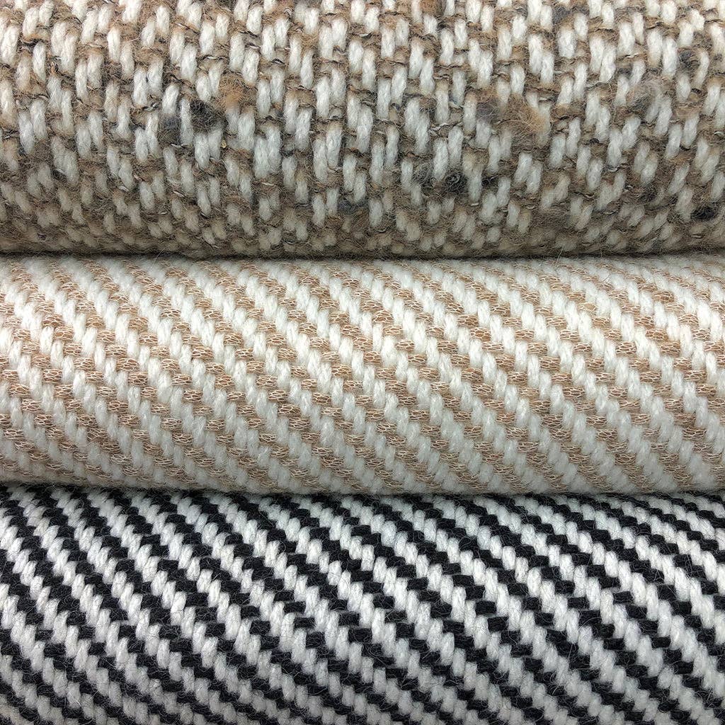 Luxe Camel Ecru Stripe Alpaca Throw