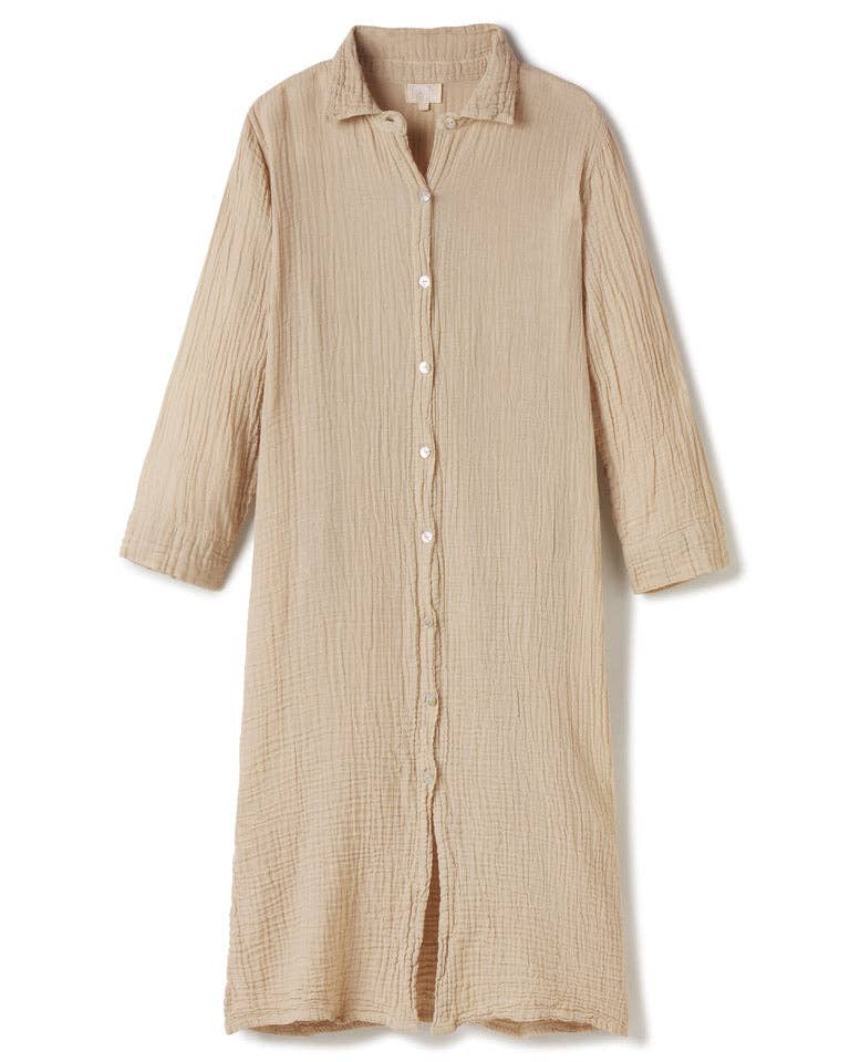 Honest Cotton - Shell Shirt Dress: White / LXL