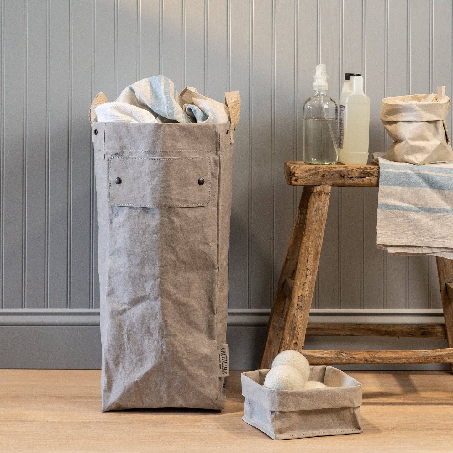 Uashmama - LAUNDRY BAG HAMPER: Grey
