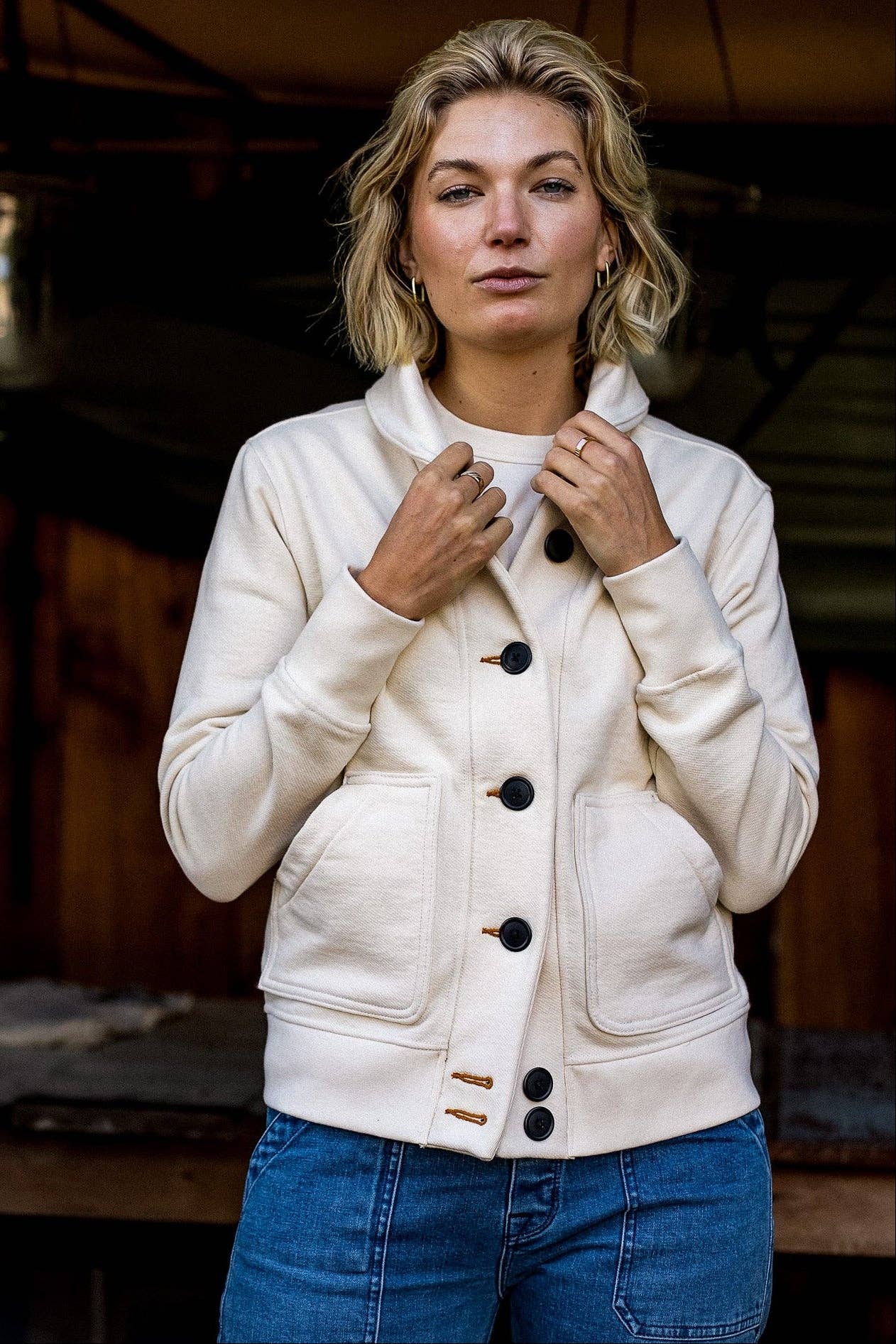 WiesMade - Women | Bodega Cardigan | 14oz 100% Cotton French Terry - Natural: Natural / M