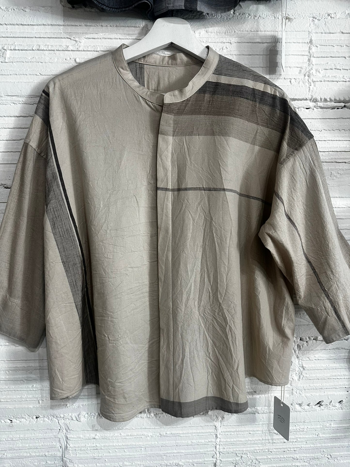 Flat Thin Collar Button Up, Organic Cotton Tamaki Niime