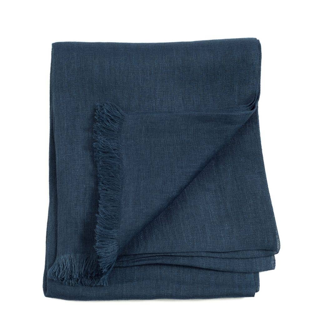 MIdnight Gray Linen Silk Handwoven Scarf: