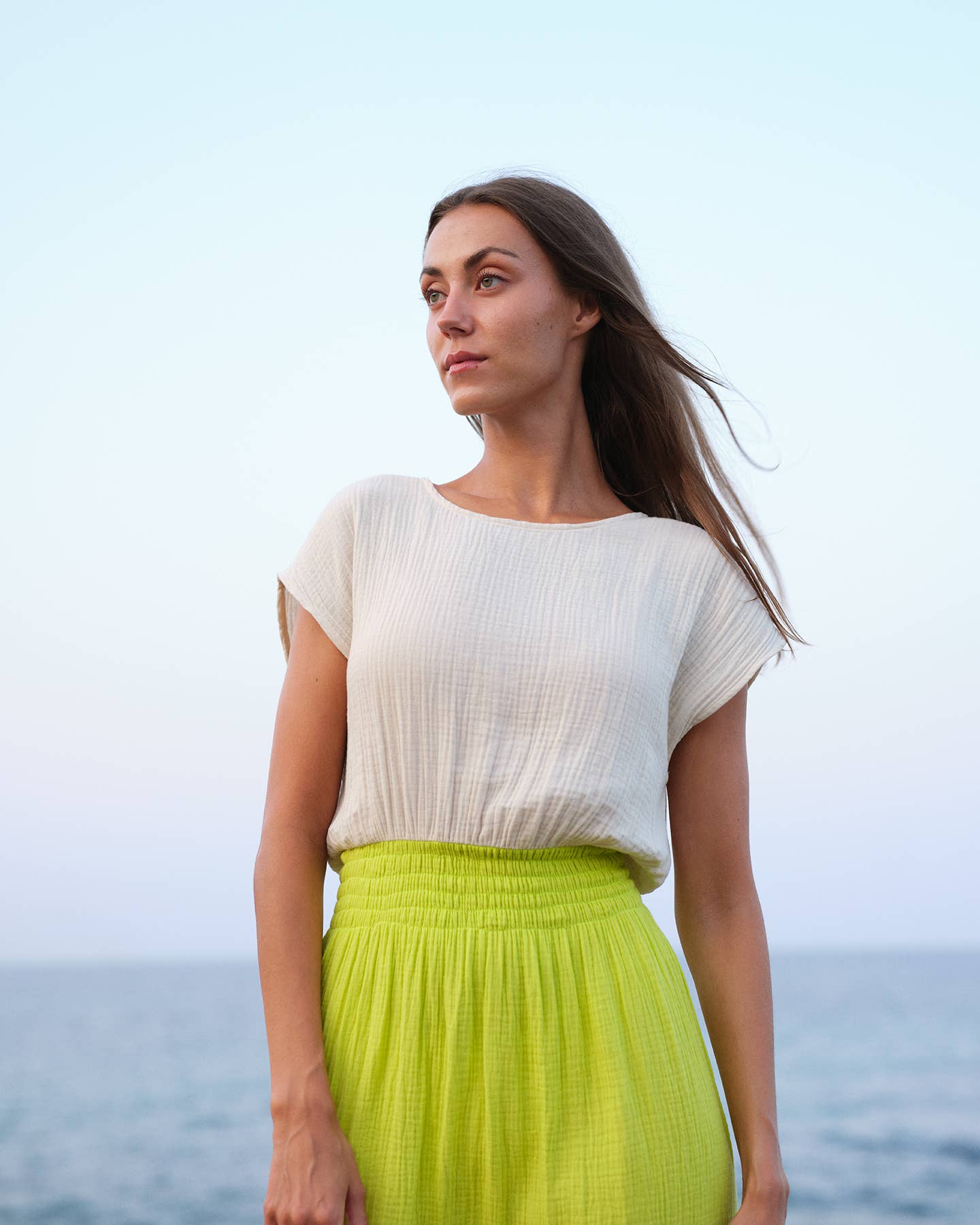 CECILIA SÖRENSEN - 734 MAIMÓ Gathered dress in soft organic cotton muslin: Navy blue