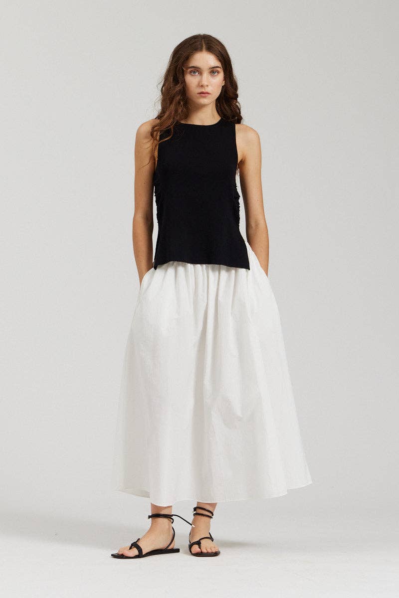 there. elsewhere - Cotton Poplin Skirt: Off White / Small
