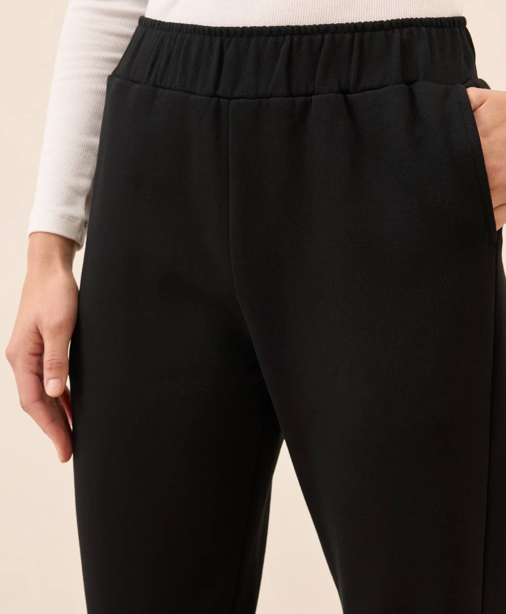 Kimmie Brushed Fleece Sweat Pant: Organic Cotton in Black