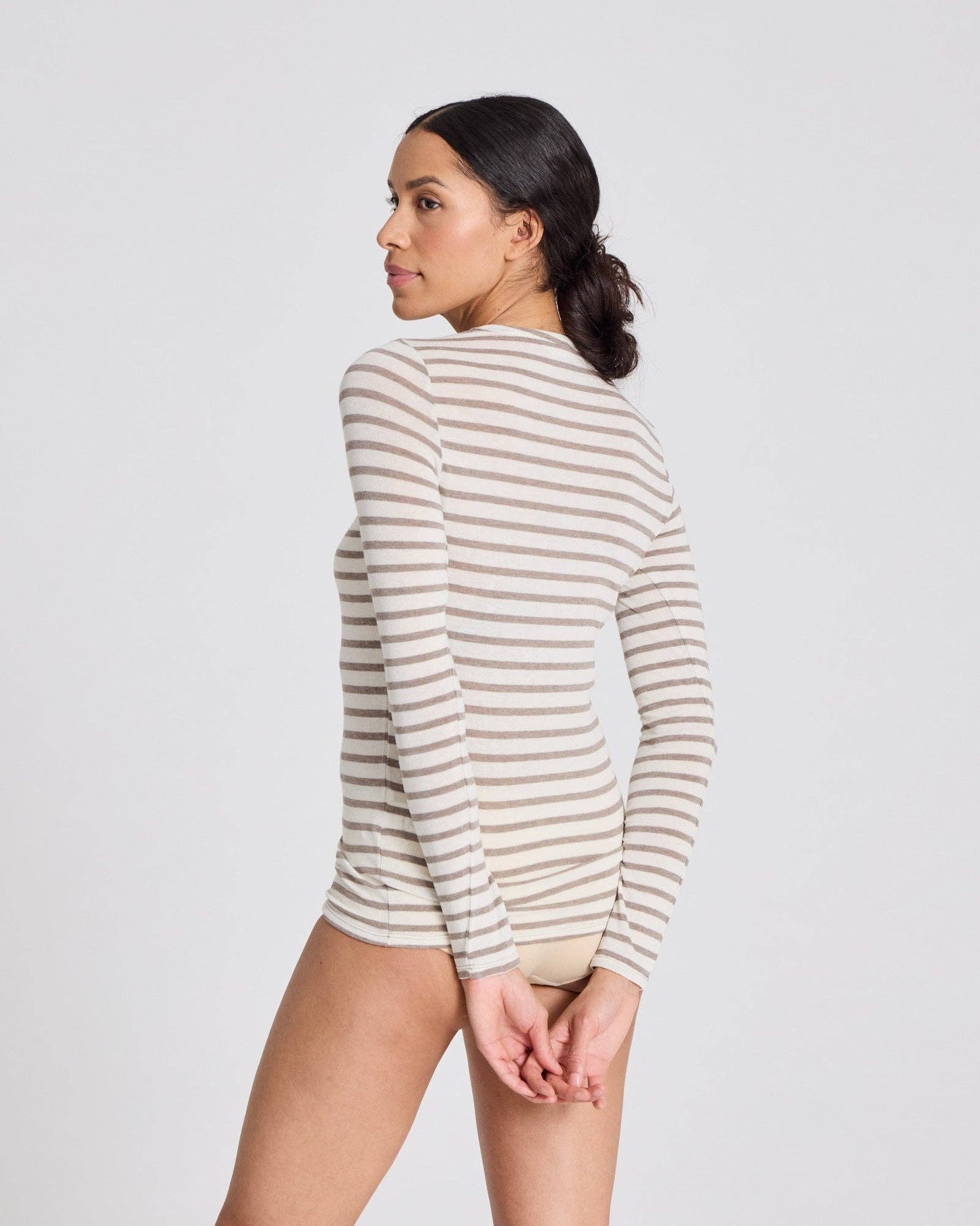 gai-lisva - Thyra Sailor Wool Top - Ecru / Grey Melange Sailor Stripe: S