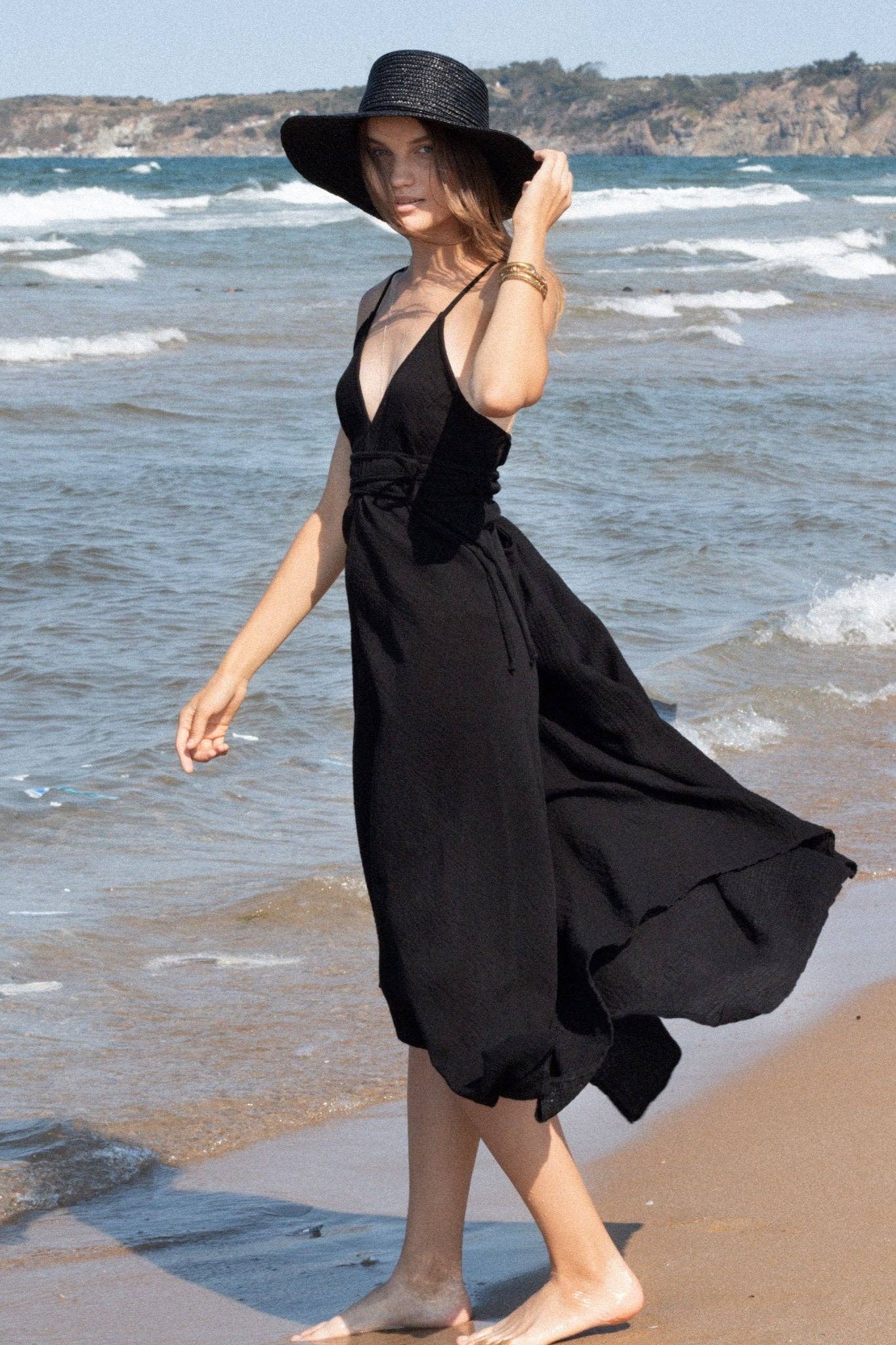 The Handloom - Sage Maxi Dress - Black: Black / One Size