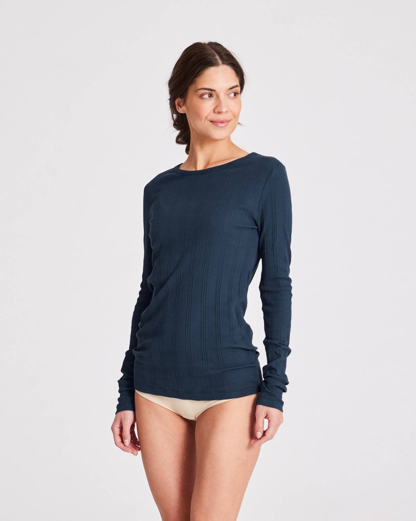 large gai-lisva - Thyra L/S Cotton Top - Denim Blue