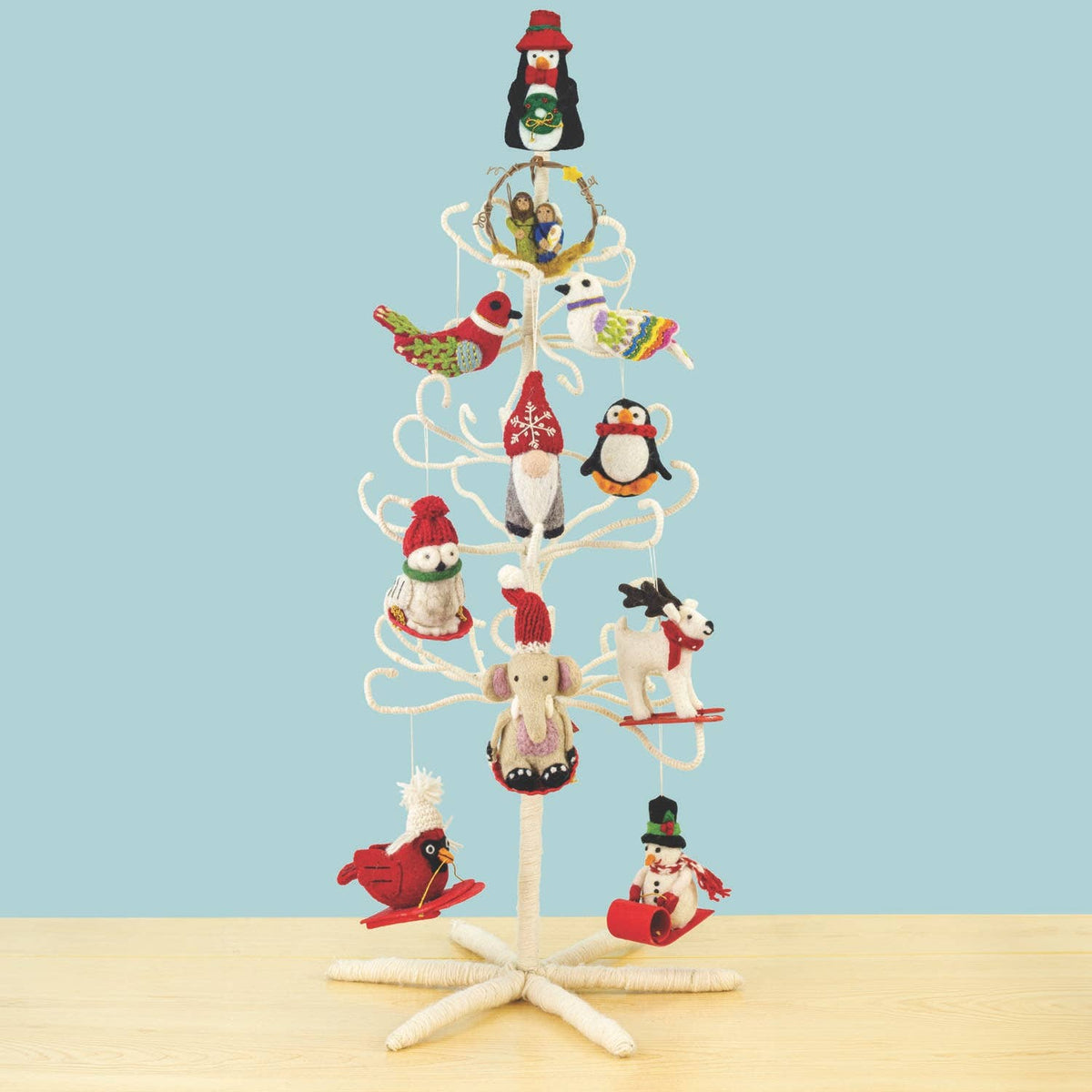 Tall Woolie Tree Display - White