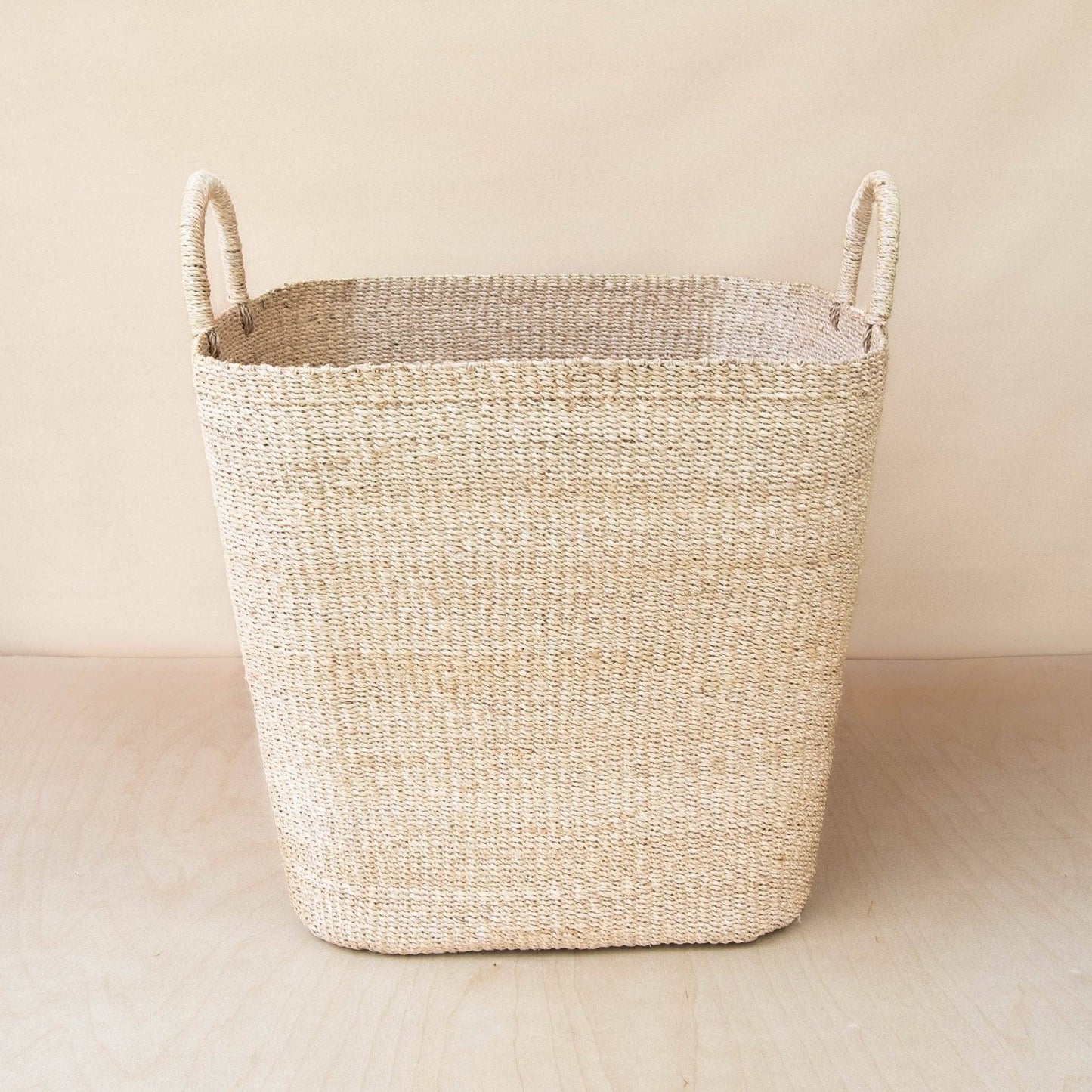 Large Hemp Square Wicker Handle Basket