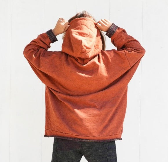 Tamaki Niime Dub Dub Pocket reversible hoodie in organic cotton from Japan