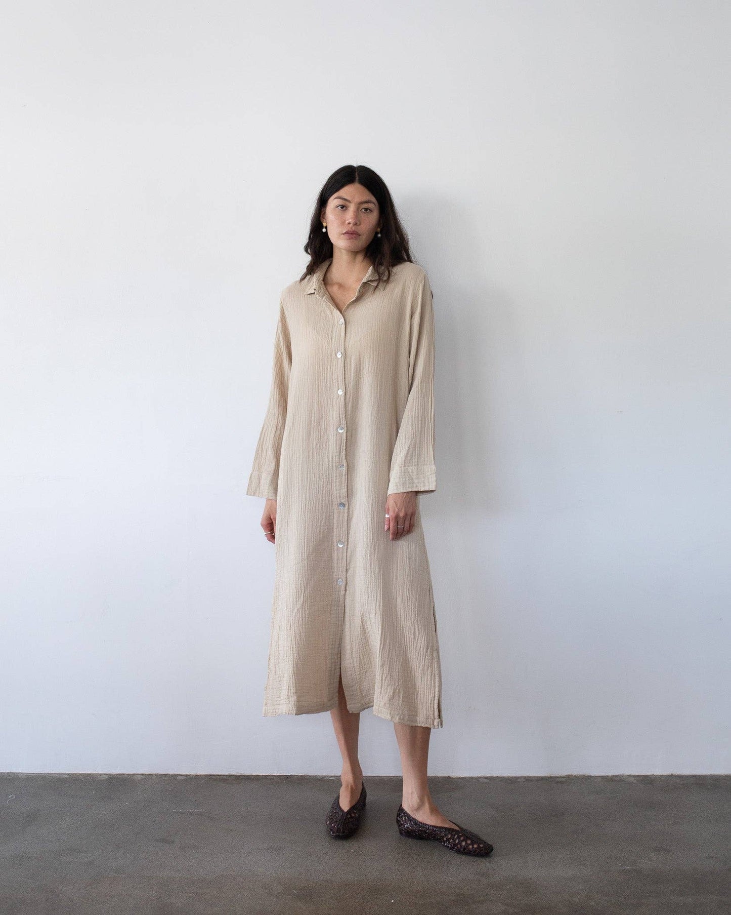 Honest Cotton - Shell Shirt Dress: White / LXL