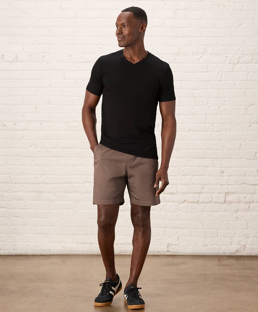 Pact - Men's Luxe Stretch Jersey Slim V-Neck Tee: Black / Medium