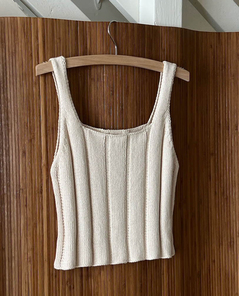 Anne Ribbed Knit Tank: Cream / S/M