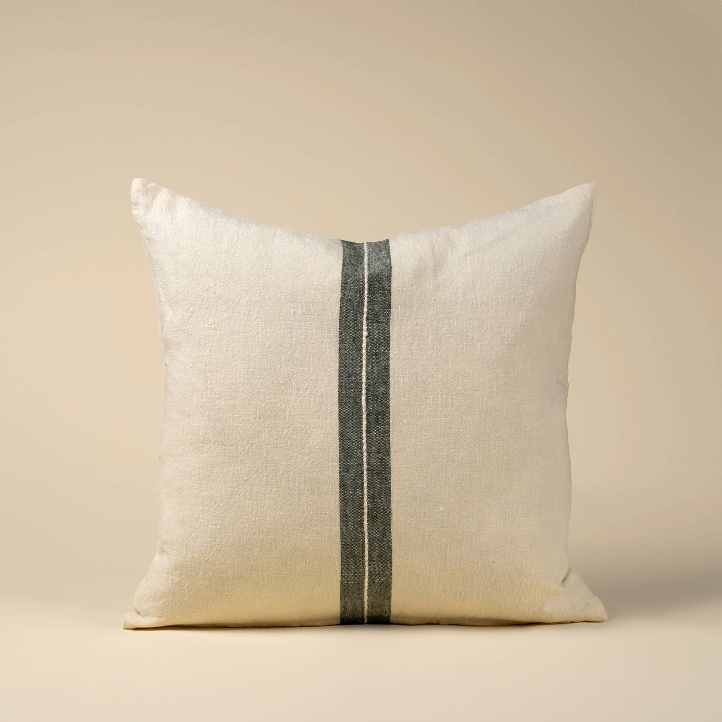 Emmett Linen Stripe Pillow in Chalk White