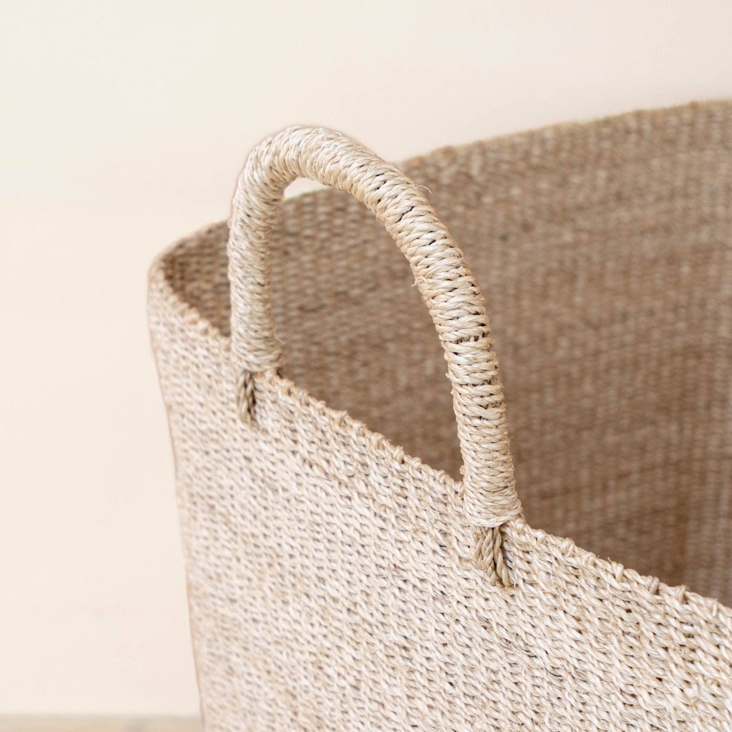 Large Hemp Square Wicker Handle Basket