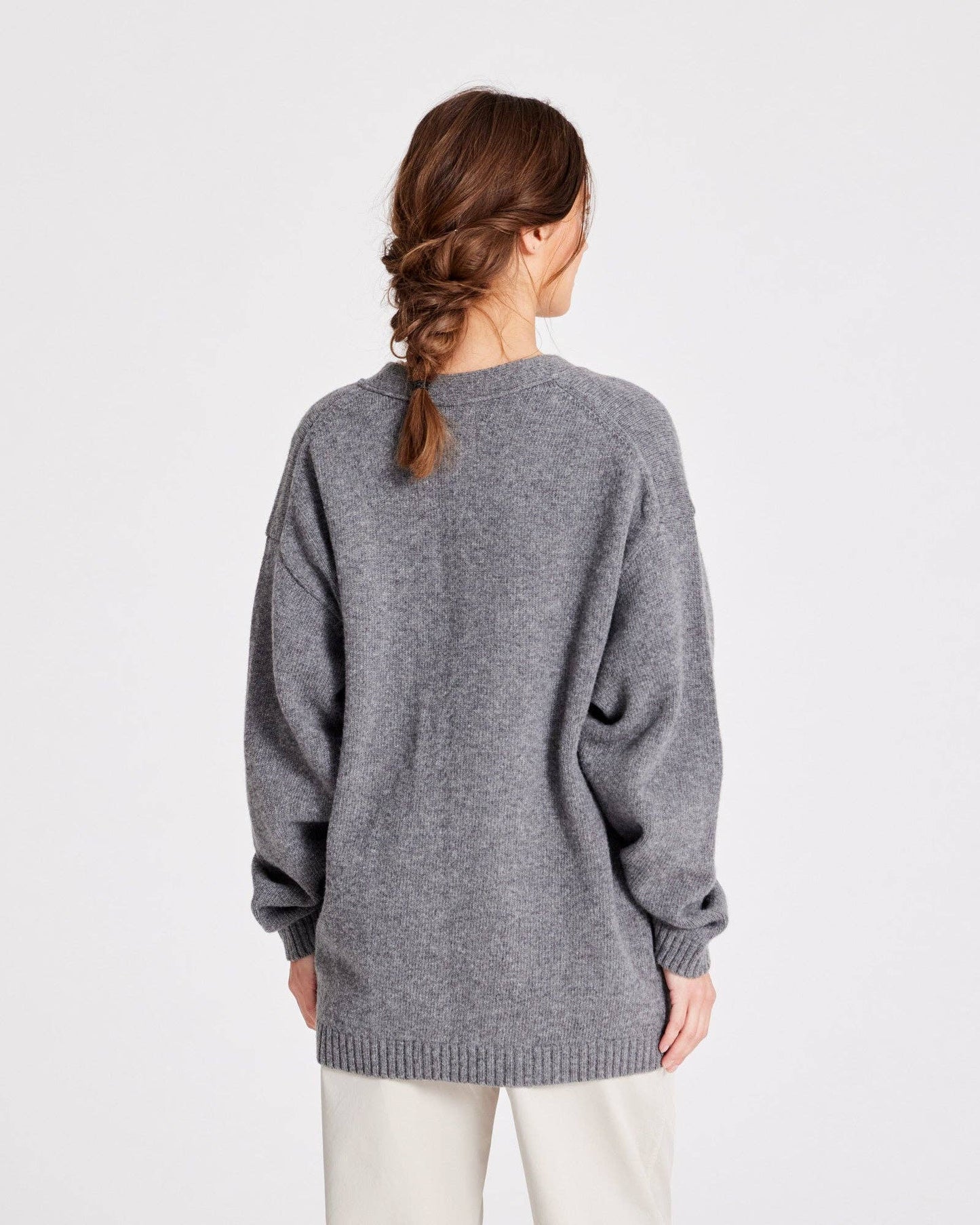 gai-lisva - Edith Lambswool Cardigan GOTS 243975 - Grafitti Grey Melangé: M