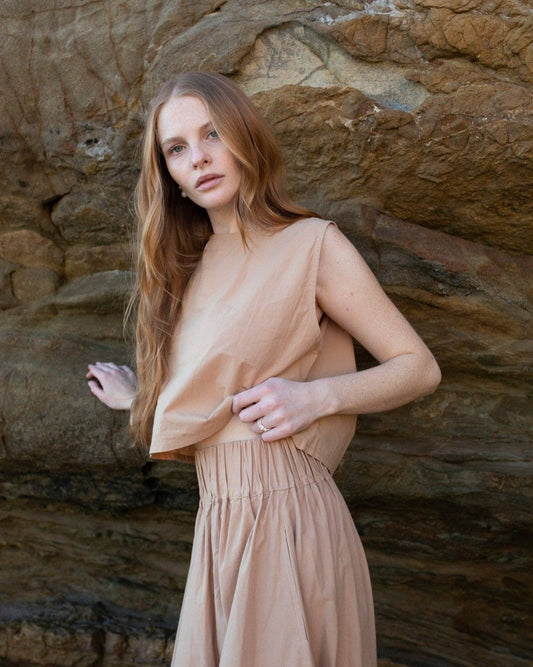 Honest Cotton - Palmer Tank: Almond / S/M