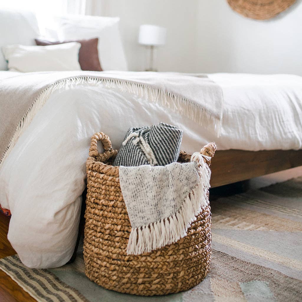 Luxe Black and Ecru Stripe Alpaca Throw