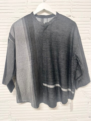 Flat Thin Collar Button Up, Organic Cotton Tamaki Niime