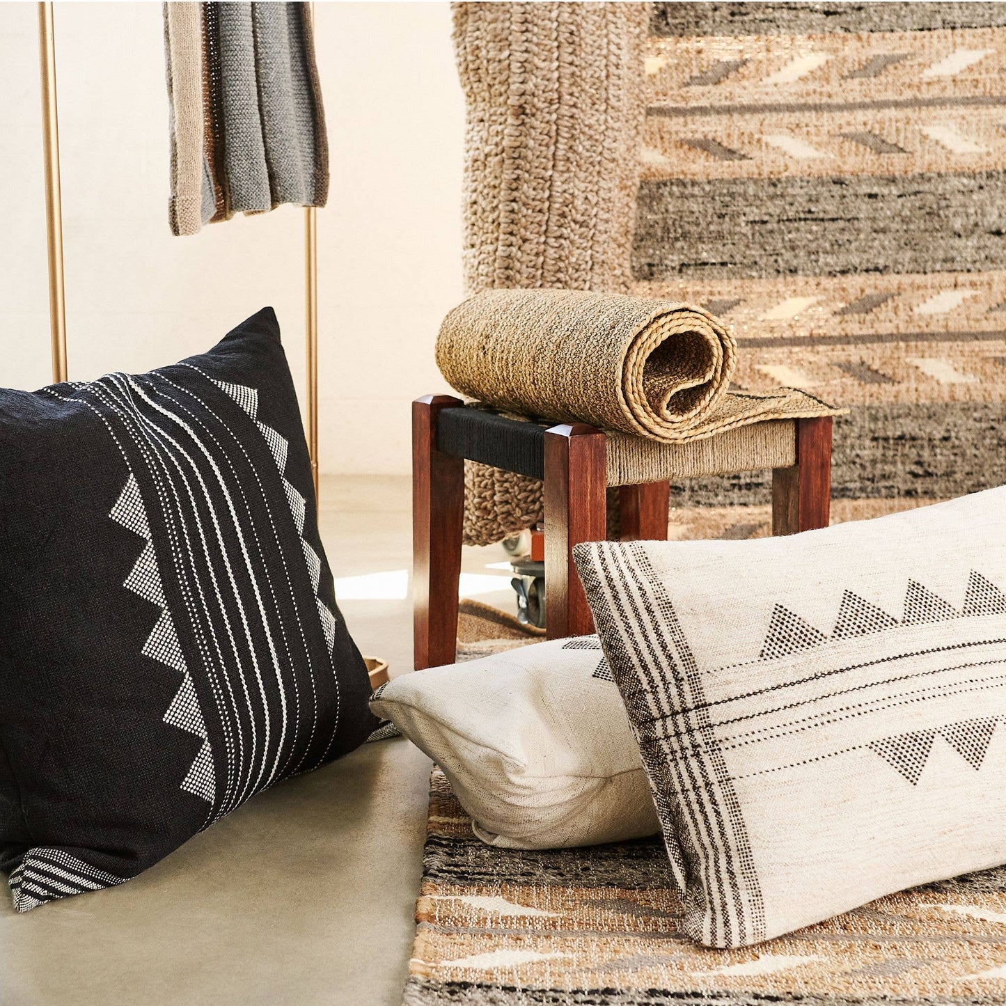 Variously - Kora White Handwoven Cotton Small Lumbar Pillow Cover Only
