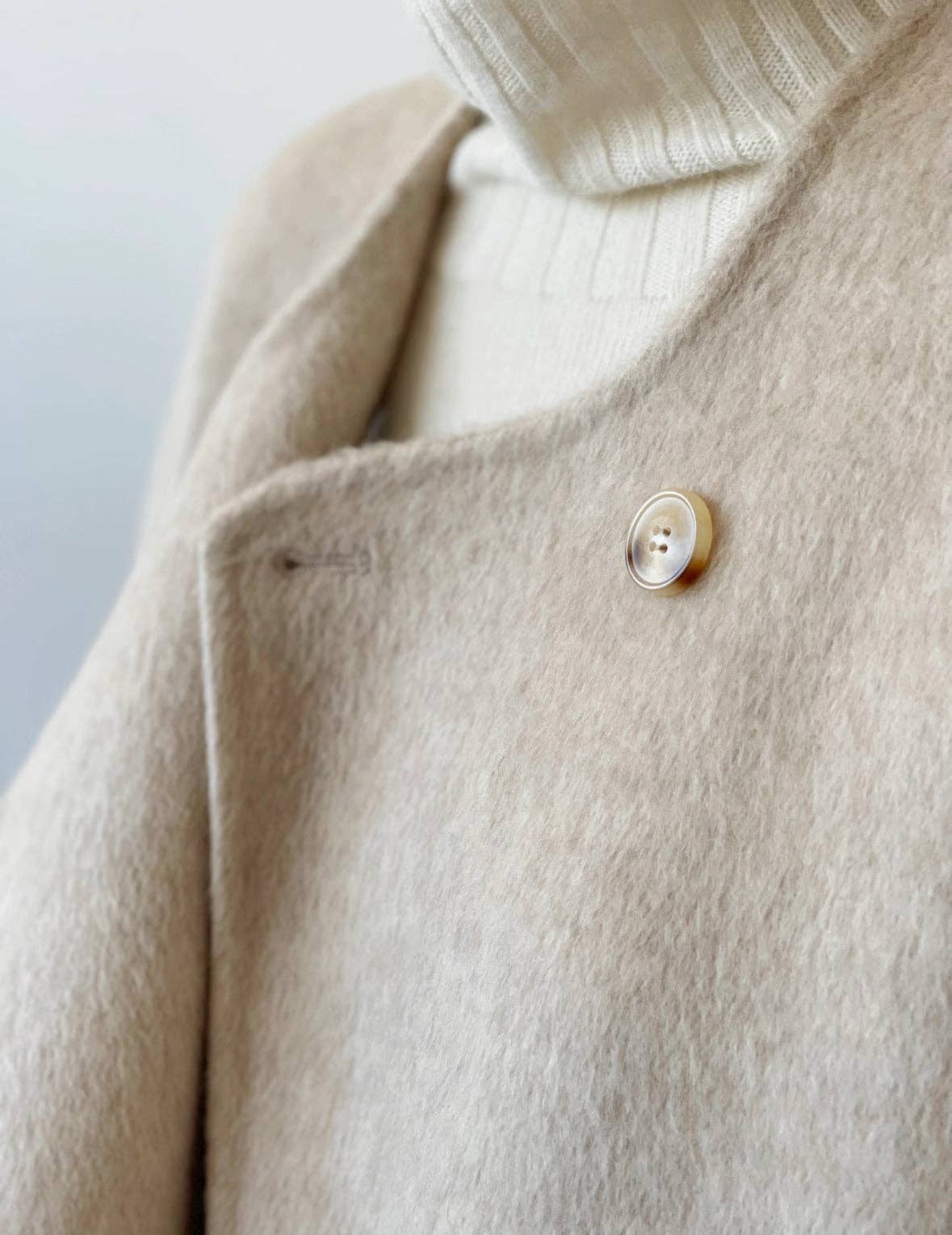 Loom & Line - Vela Short Loose Cardigan Wool Coat - Beige: One Size