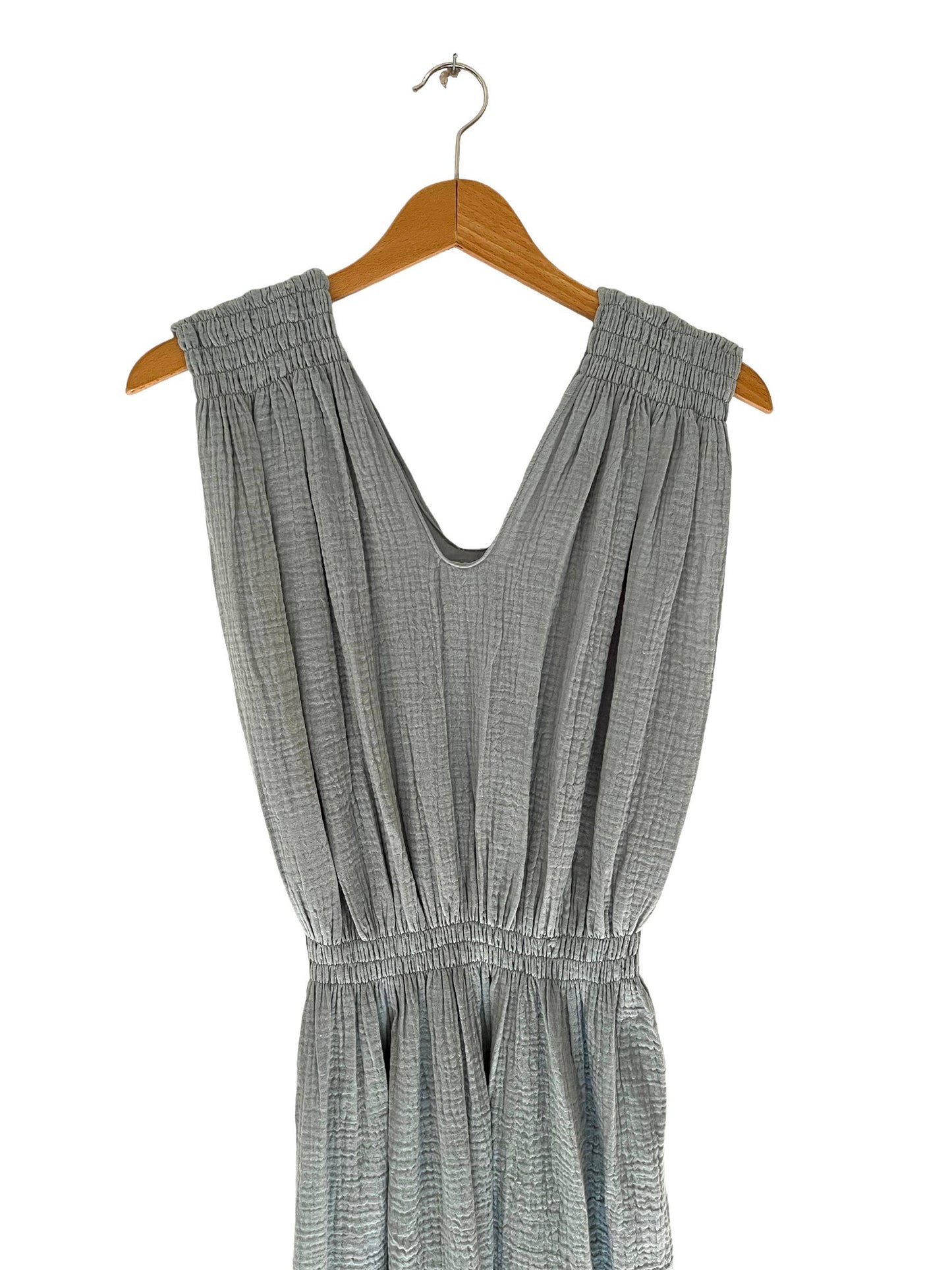 V Gathered greek dress in soft, organic, cotton: Navy blue