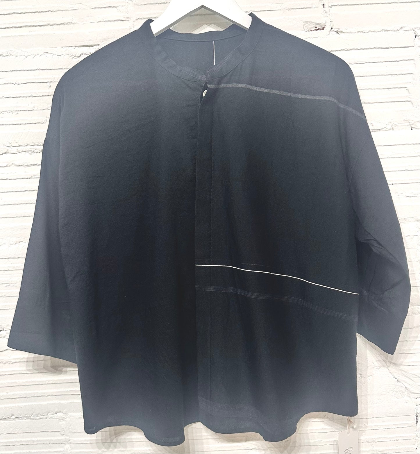 Flat Thin Collar Button Up, Organic Cotton Tamaki Niime