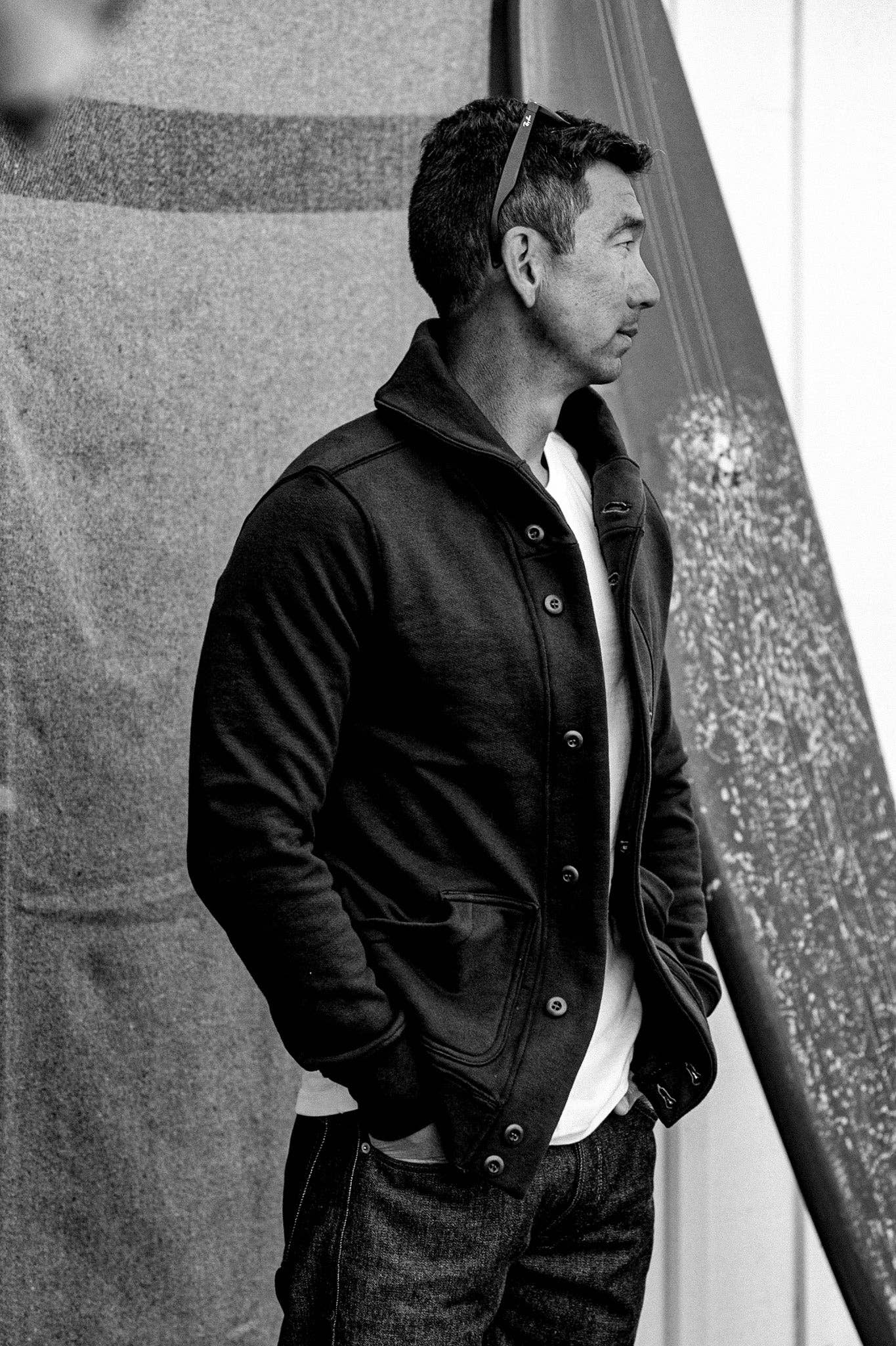 WiesMade - Men | Bodega Cardigan | 14oz 100% Cotton French Terry - Basalt: Basalt / L