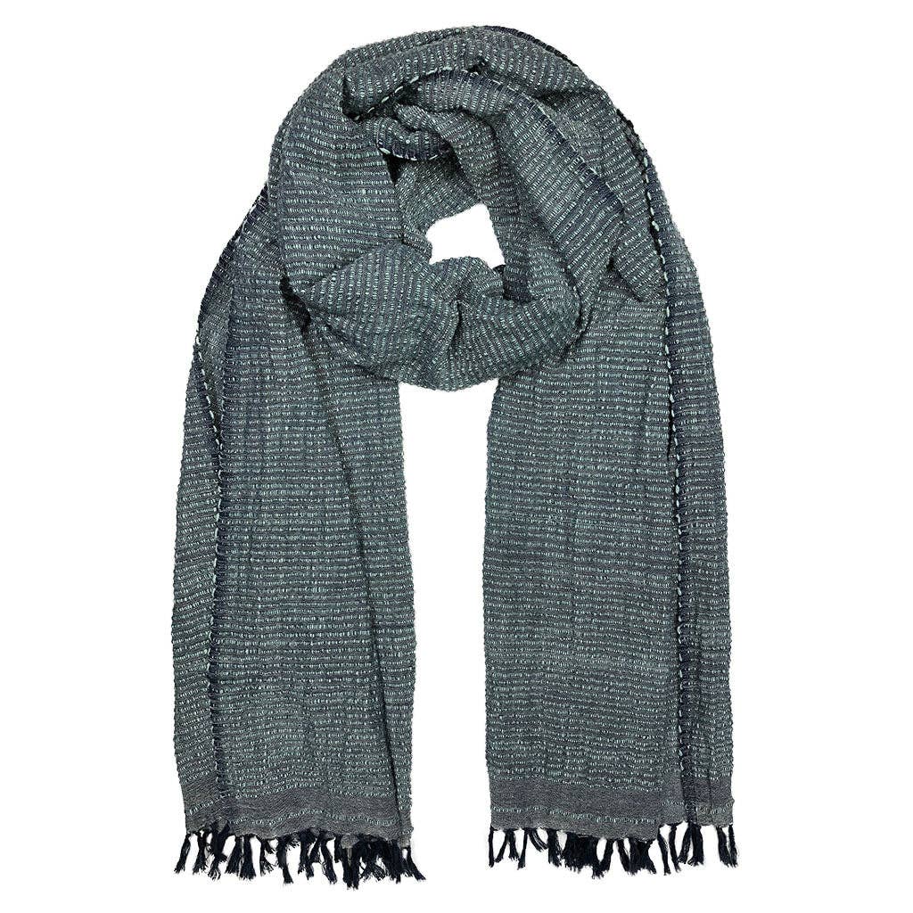 SLATE + SALT - Ethiopian Stripe Wrap Scarf: French Gray