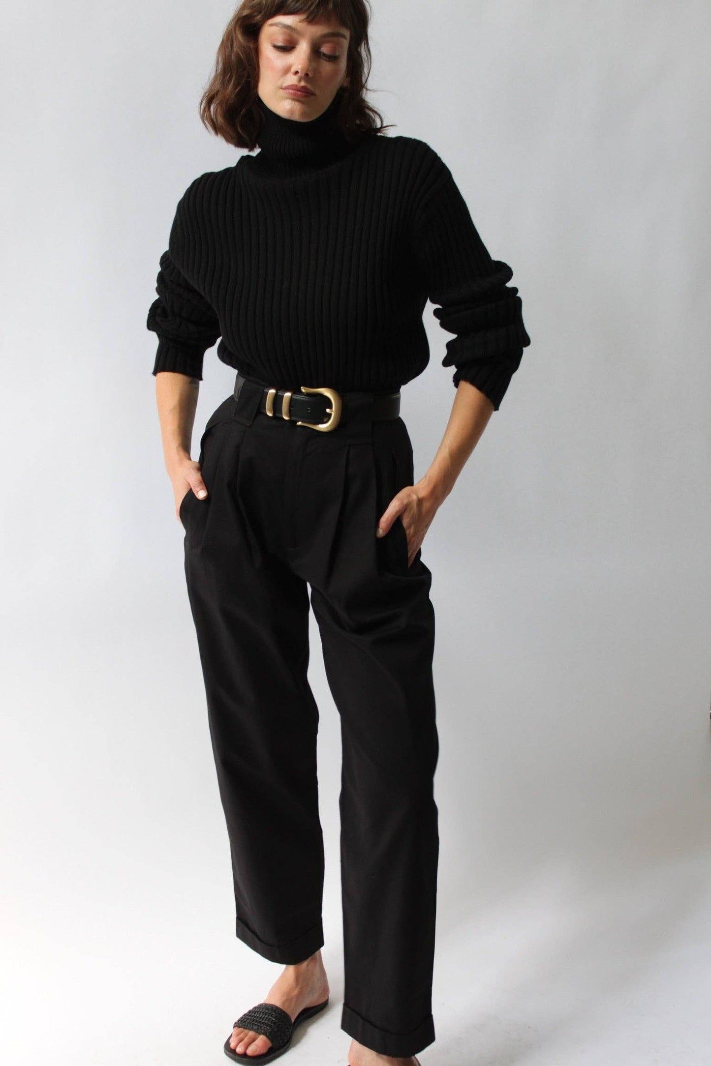 Na Nin - Montana Pima Cotton Turtleneck: Onyx / O/S