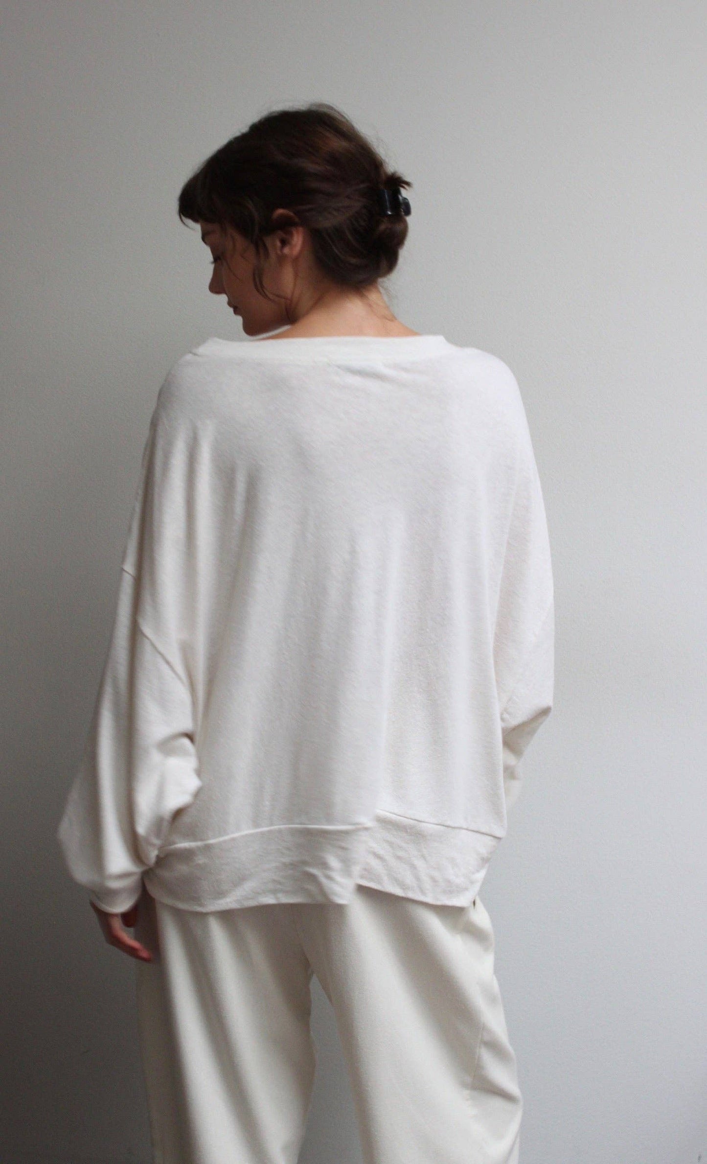 Mia Hemp-Organic Cotton Jersey Cropped Sweatshirt: Natural / O/S