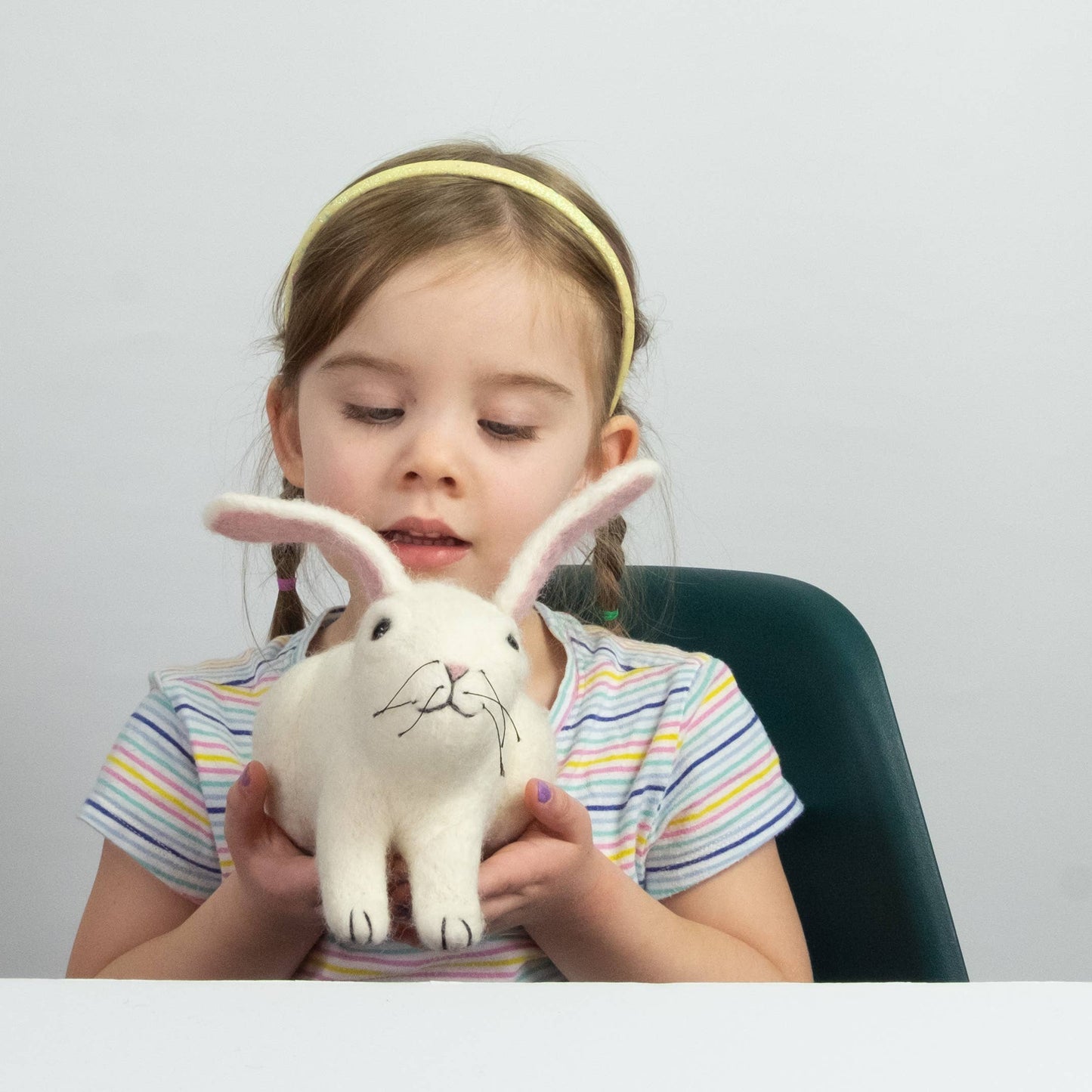 Felted White Bunny Friend