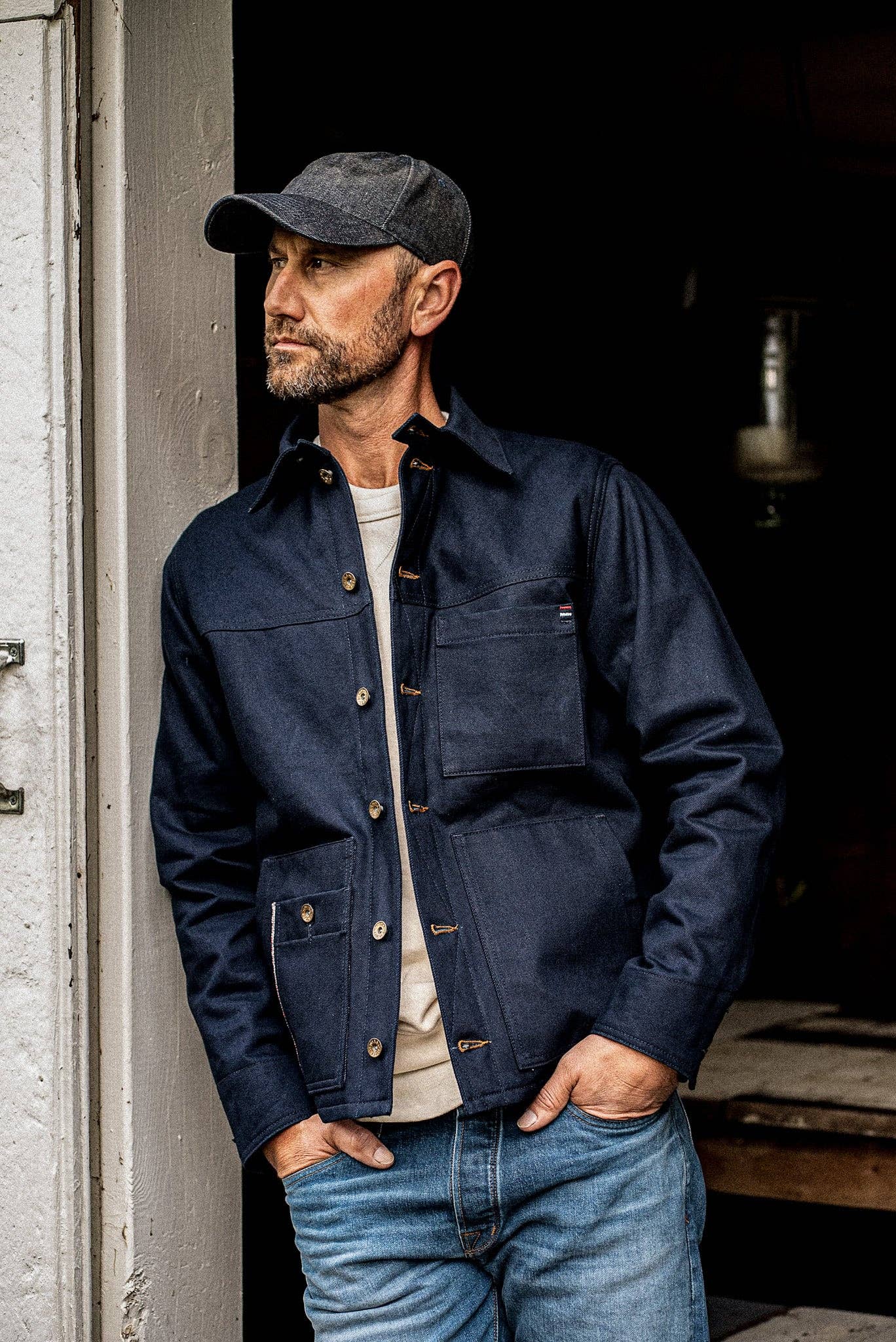 WiesMade - Men | Nico Chore Coat | Selvedge - Navy: Navy Raw Selvedge / M