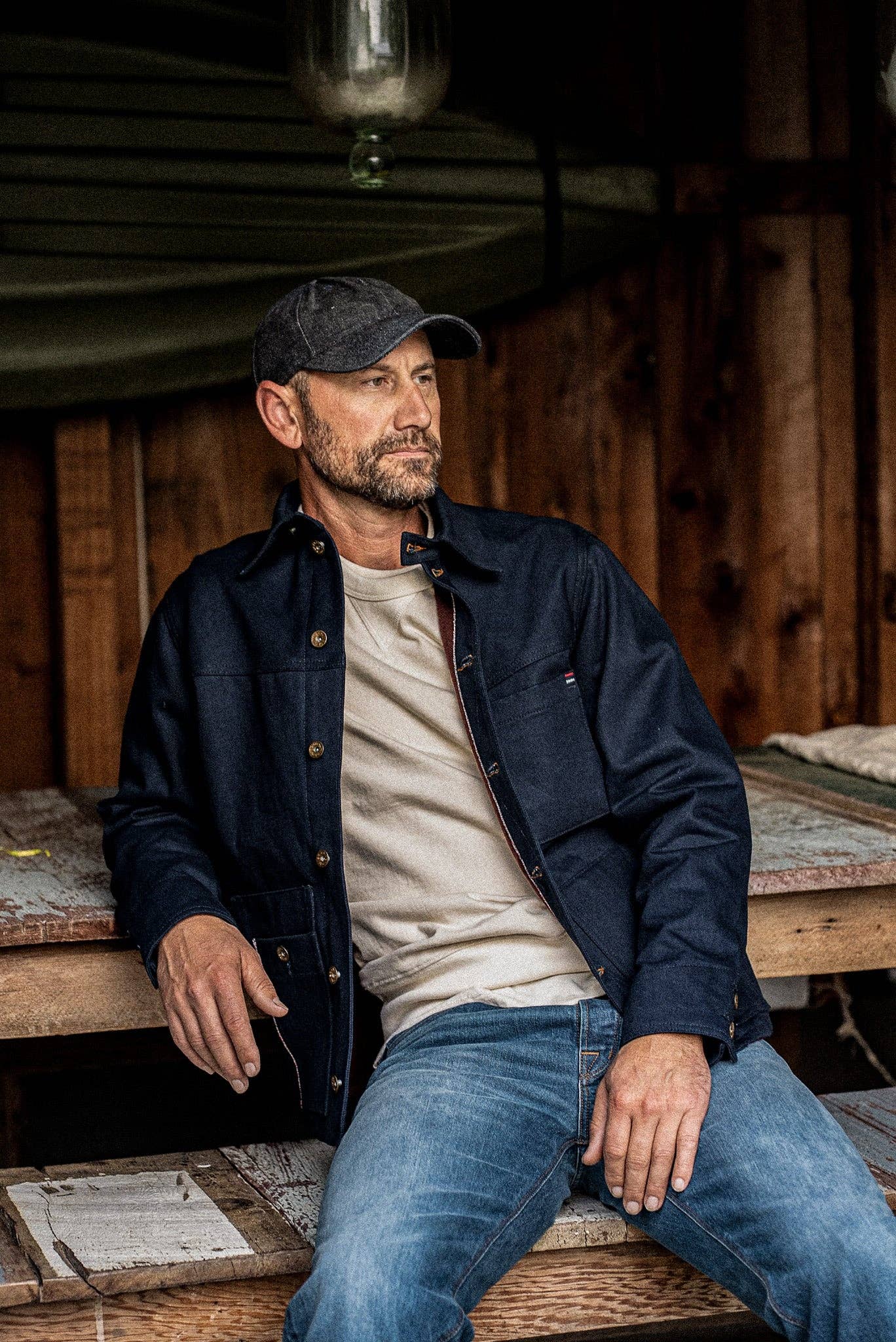 WiesMade - Men | Nico Chore Coat | Selvedge - Navy: Navy Raw Selvedge / S