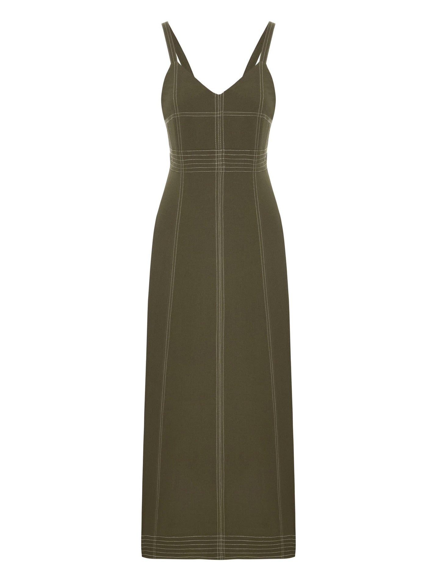 The Handloom - Eva Maxi Dress - Khaki Green: Khaki Green / S-M