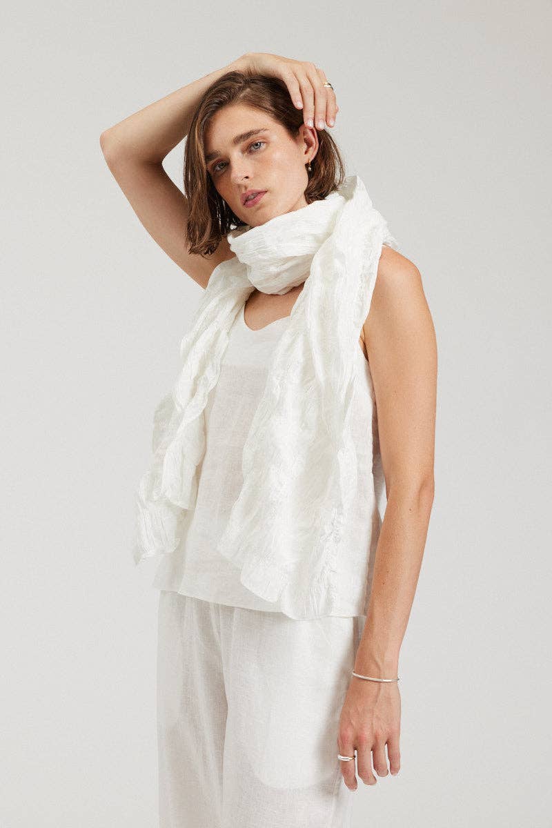 there. elsewhere - Textured Cotton Scarf: Off White