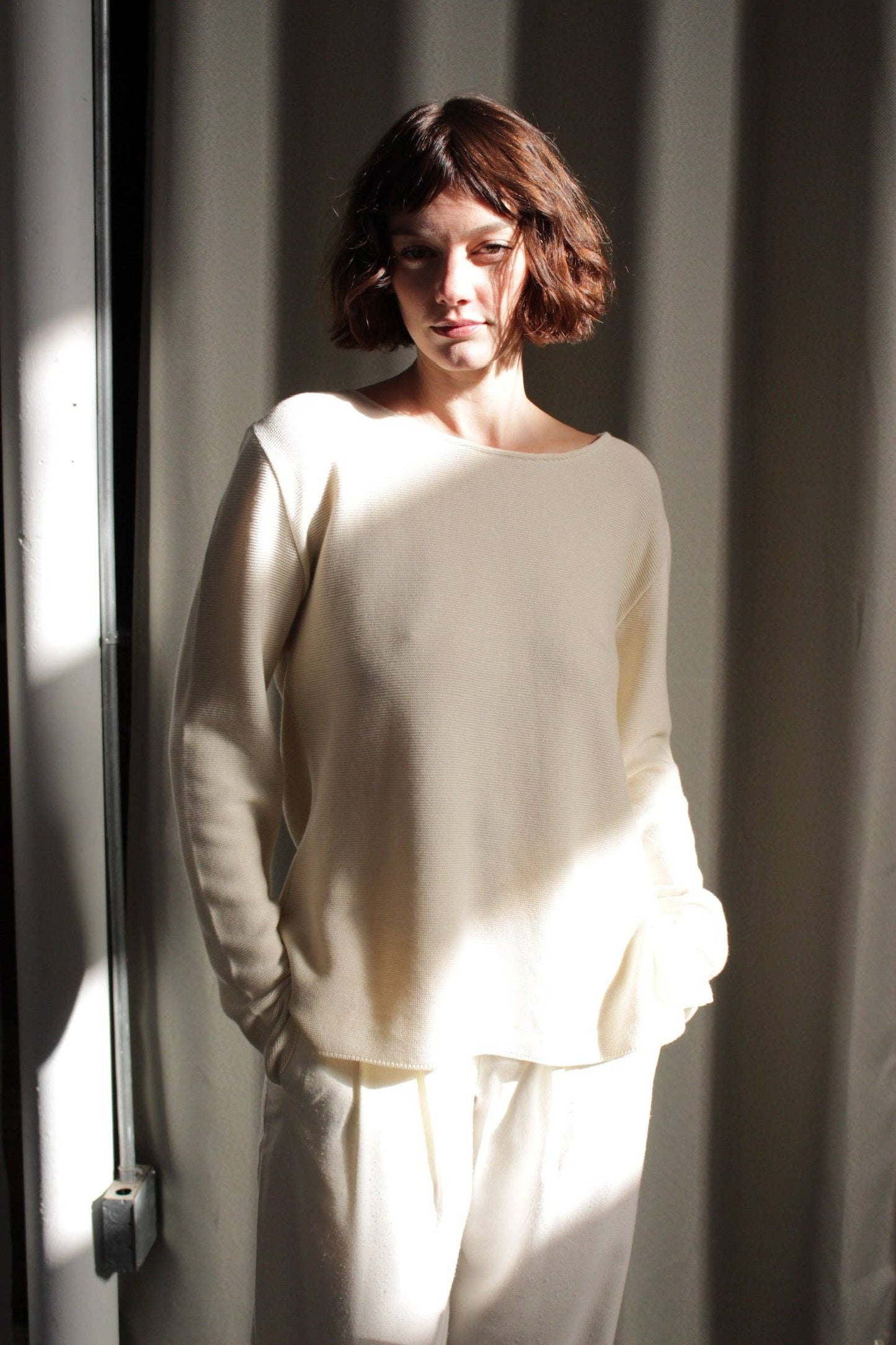Calli Cotton Seed Stitch Top: Free FIt Size in Onyx or Natural