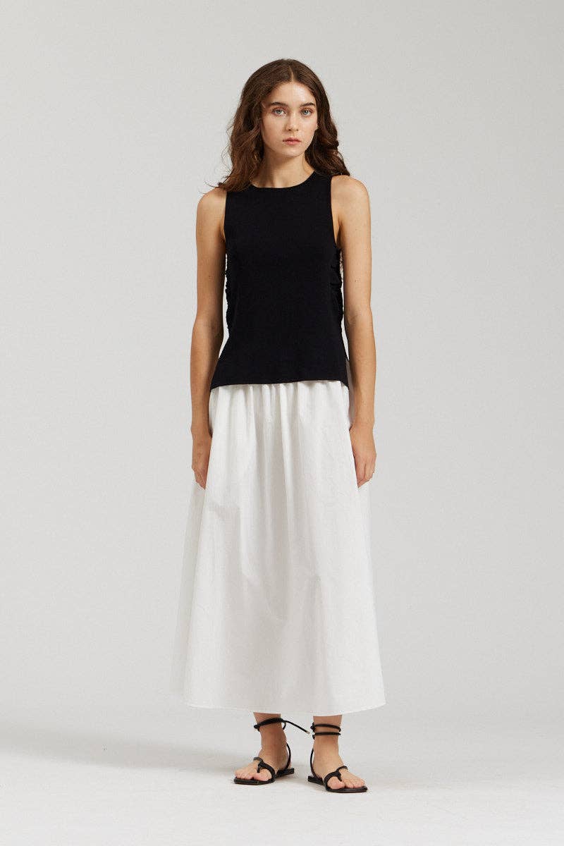 there. elsewhere - Cotton Poplin Skirt: Off White / Small