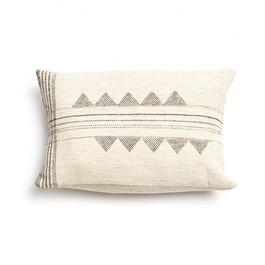 Variously - Kora White Handwoven Cotton Small Lumbar Pillow Cover Only
