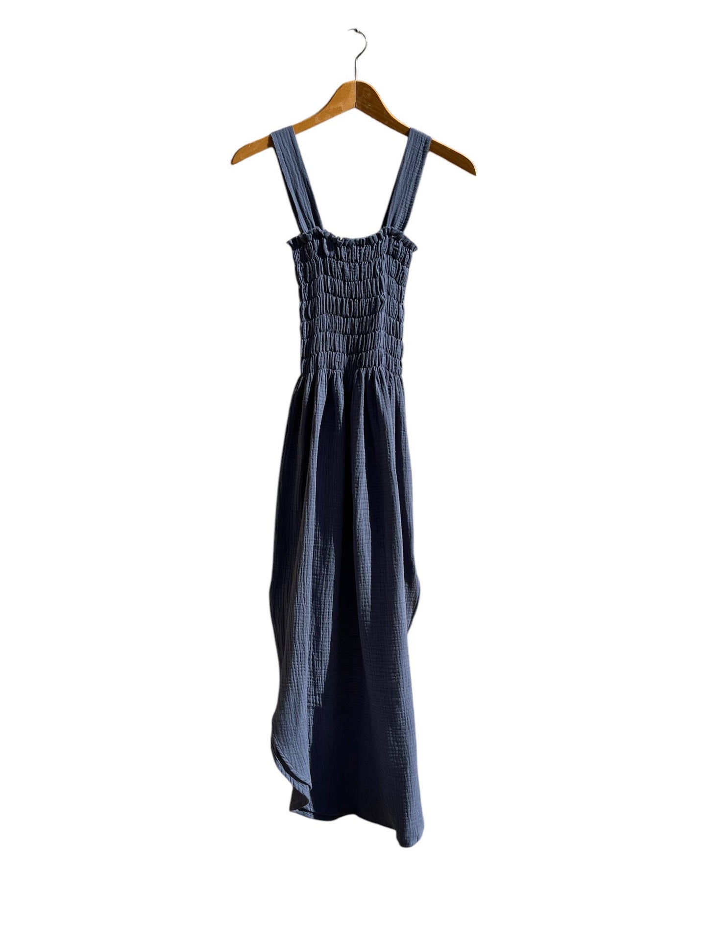 CECILIA SÖRENSEN - 737 ALENC Strap dress in organic cotton muslin: Khaki