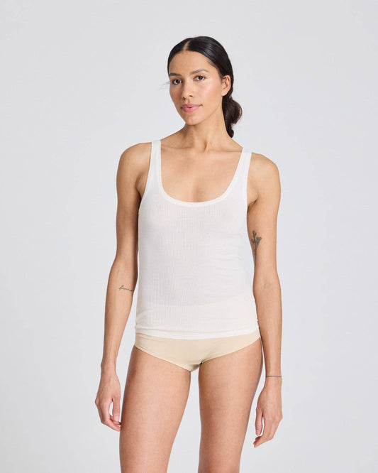 gai-lisva - Beate Cotton S´less Top 3x2 Rib GOTS 243975 - Off White: L