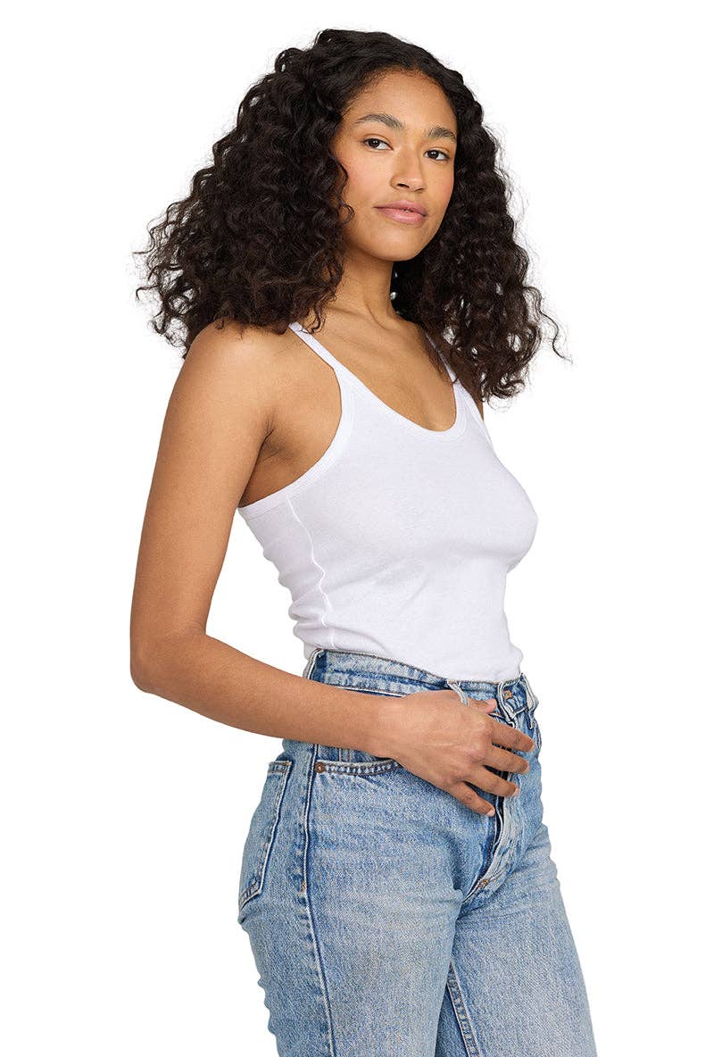 US Blanks - Baby Rib Tank - 100% Organic: White / XL