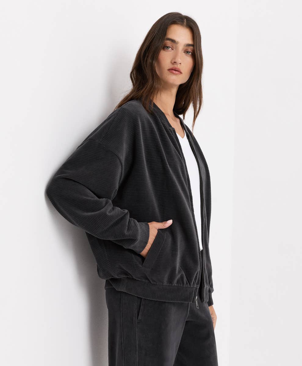 Women's Pure Velour Rib Bomber Jacket