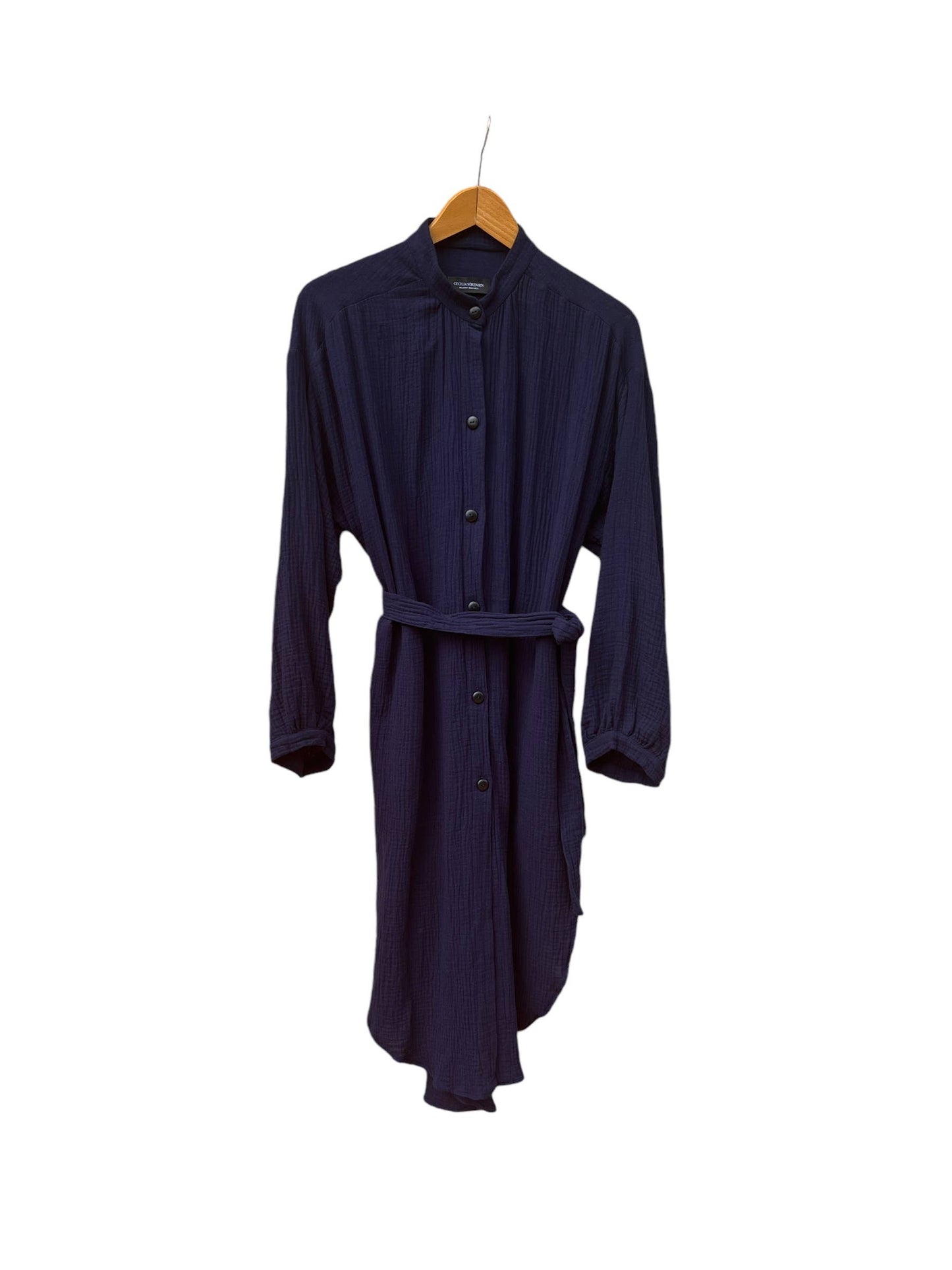 CECILIA SÖRENSEN - 702 COTONER Relaxed shirt dress in organic cotton muslin: Navy blue