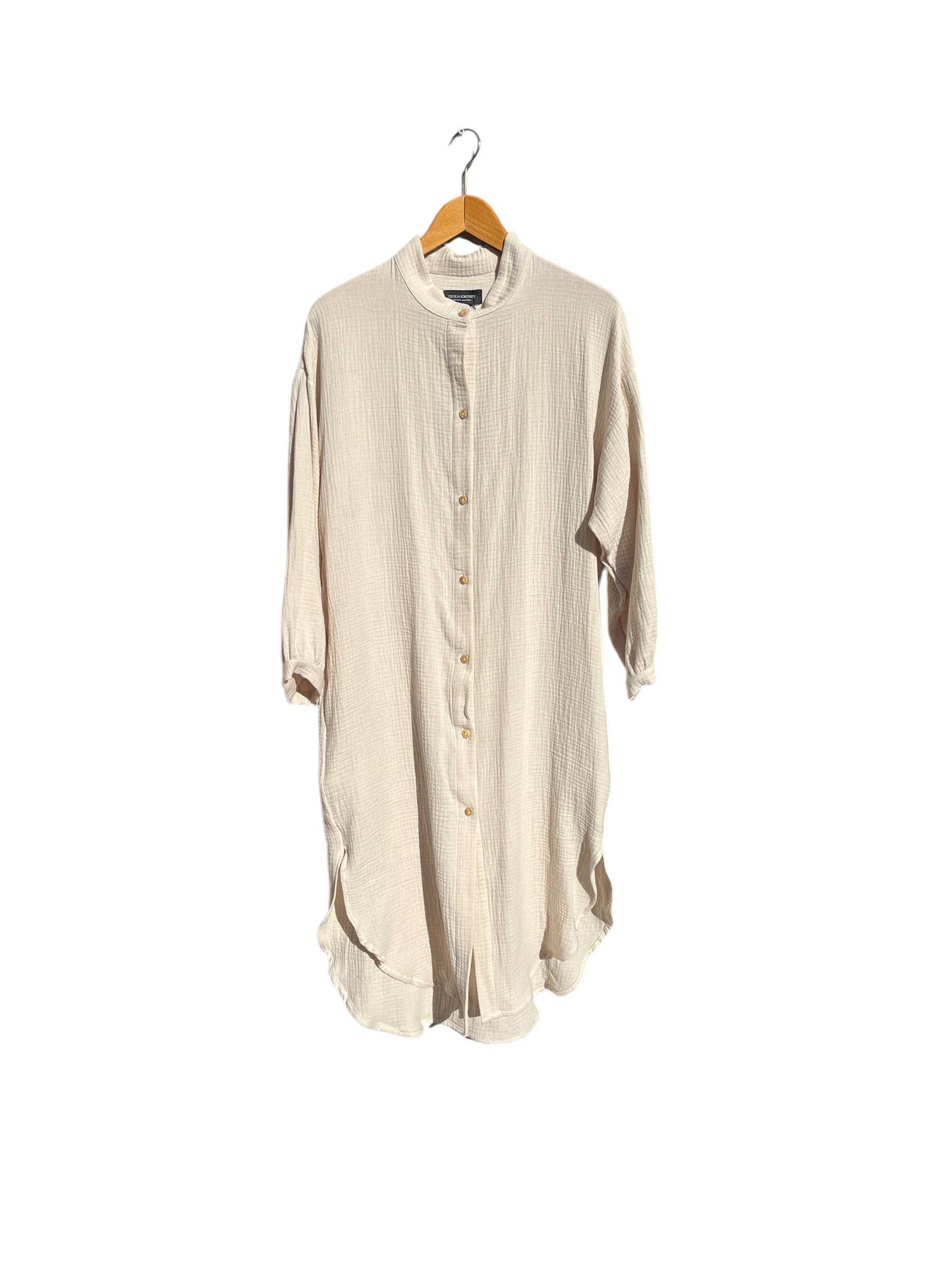 CECILIA SÖRENSEN - 702 COTONER Relaxed shirt dress in organic cotton muslin: Beige