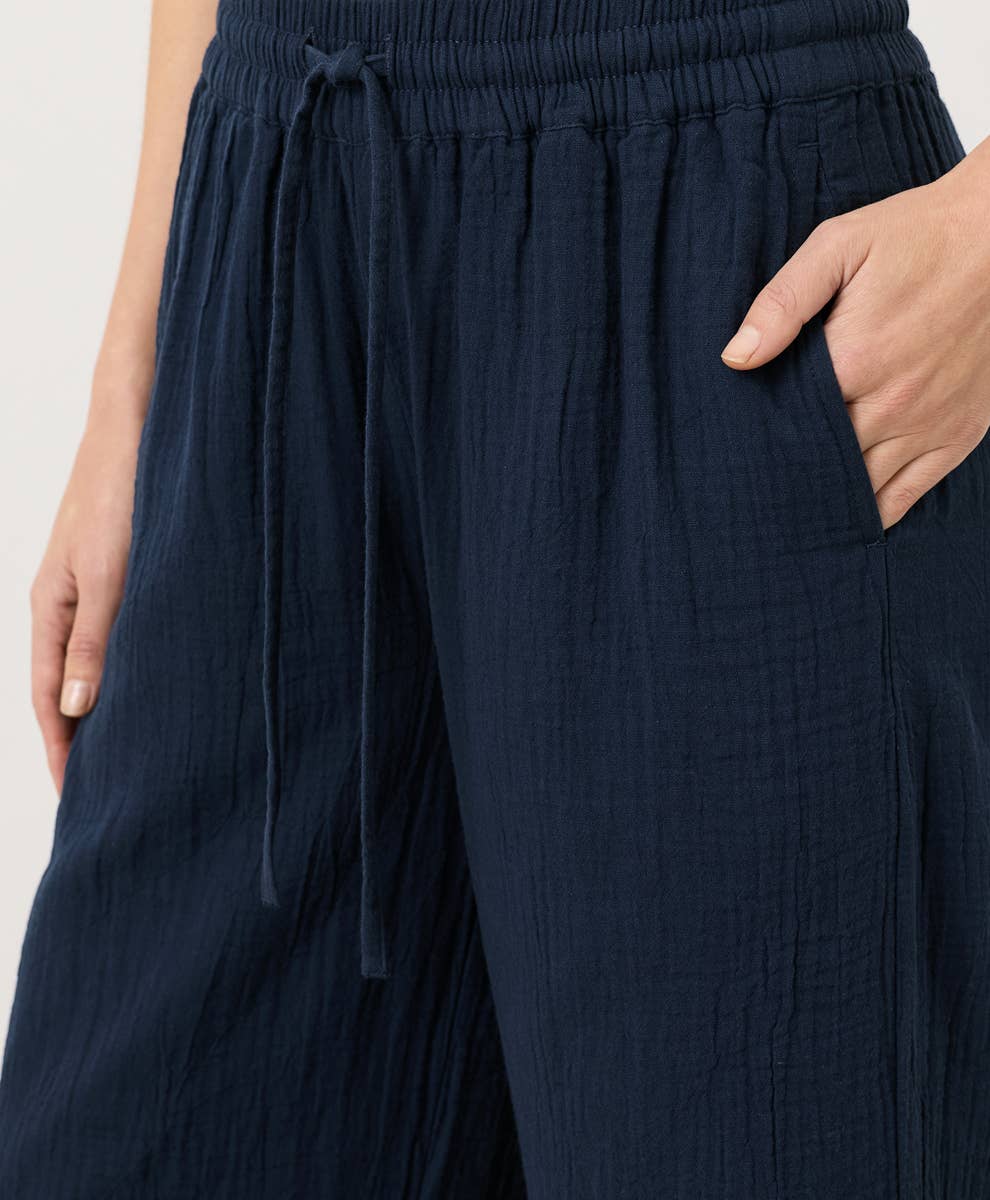 Pact - Women's Coastal Double Gauze Split Hem Pant: Navy / Medium