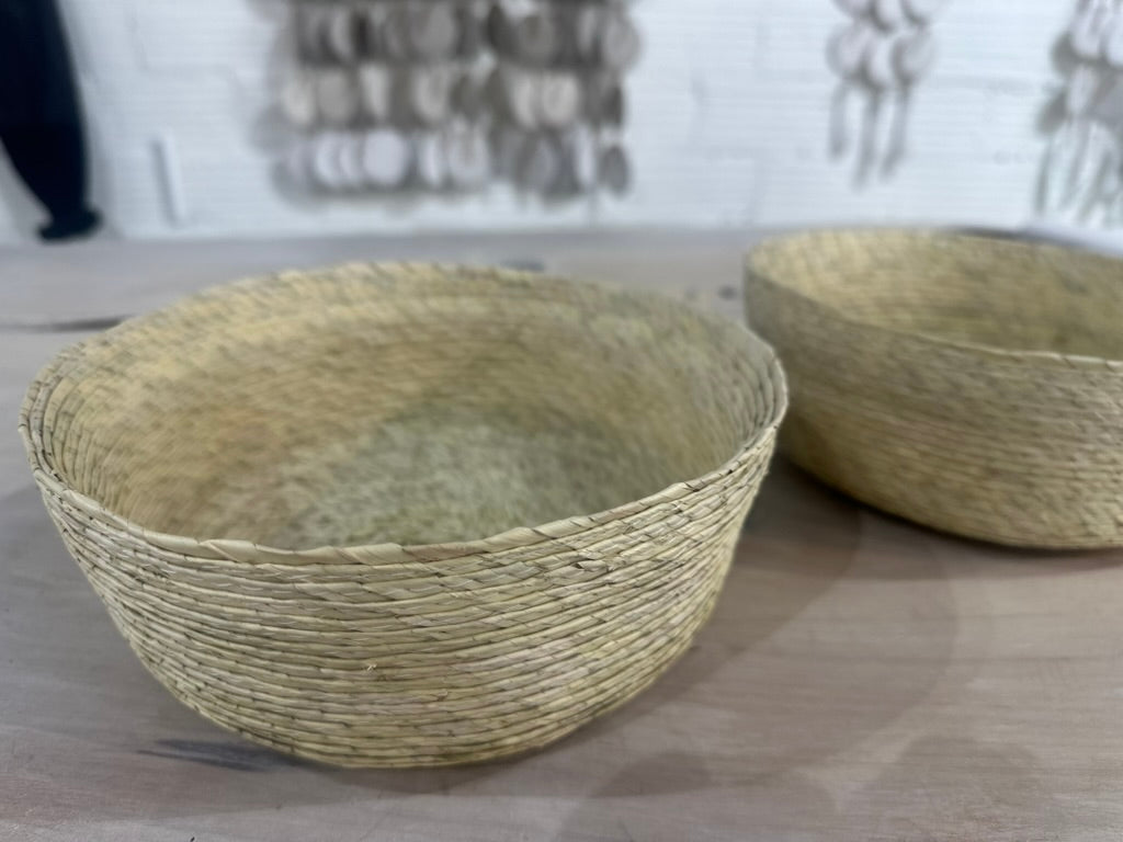 Small Palm Round Basket from Nopal, Mexico