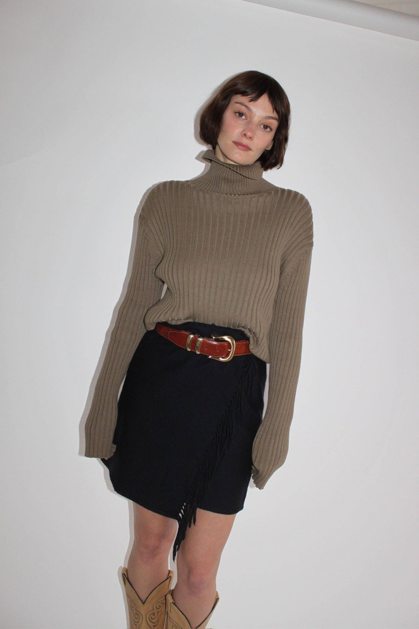 Na Nin - Montana Pima Cotton Turtleneck: Moss / O/S