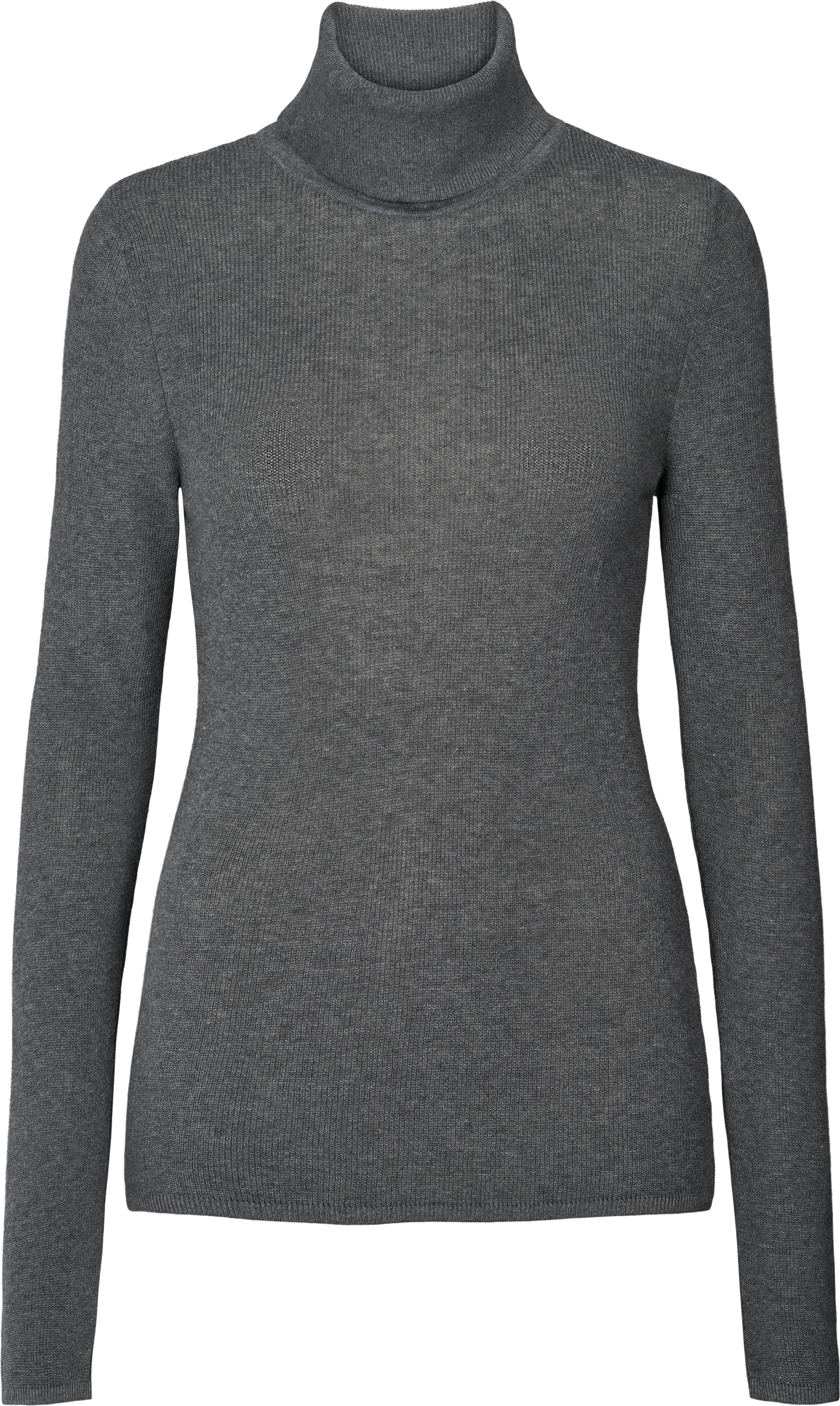 gai-lisva - Cathrine L/S Knit Turtelneck GOTS 243975 - Dark Grey Melangè: S